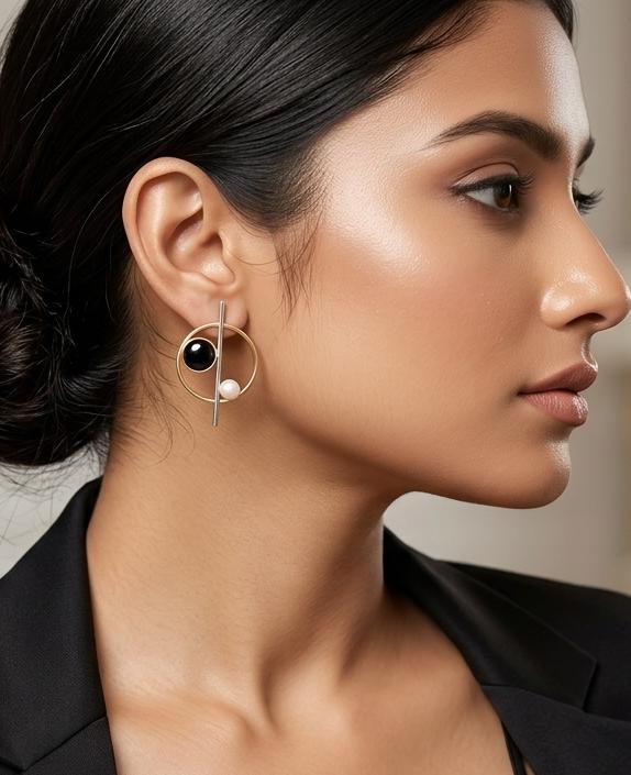 Brush and Monalisha Stone Earring I from Saj Kotha